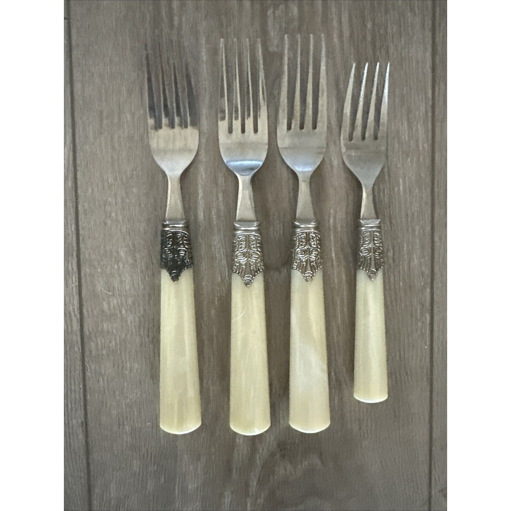 4 PCs‎ Gibson Roseland White 3 Dinner Fork 1 Salad Fork Glossy Stainless